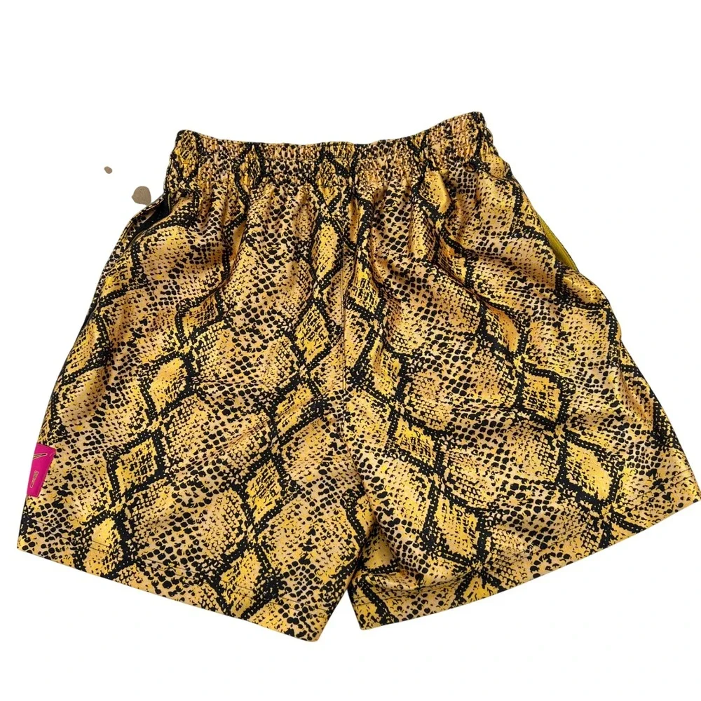Nike Womens Dri-FIT Snakeskin‎ Basketball Shorts Yellow Black DH7348-709 XS